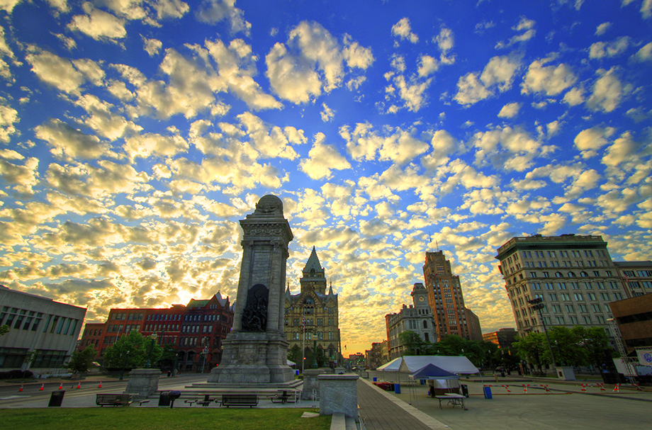 Clinton Square in Syracuse during Summer Morning
